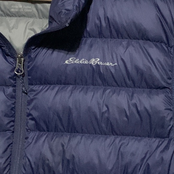 Eddie Bauer Mens Large Puffer Down Fill Vest Jacket Navy Blue - Picture 2 of 8